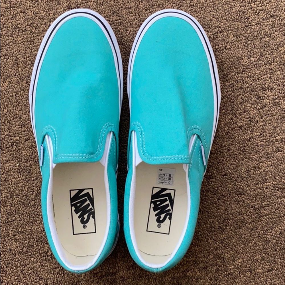 Brand New Teal Van slip on shoes